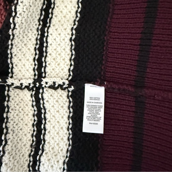 Express Oversized Cardigan Maroon Cream Multi Colorblock Knit Small Women’s - Picture 9 of 10